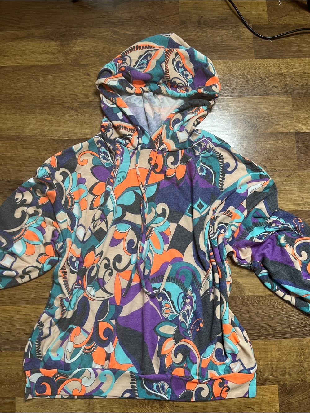 Psychedelic Groovy Dear Scarlett Multicolor Paisley Hoodie Size Medium - Picture 3 of 7